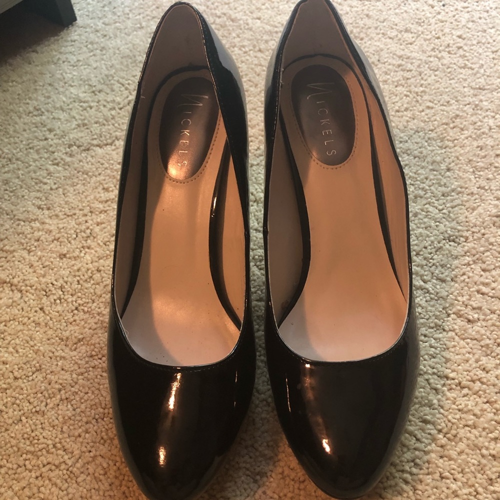 Patten leather heels